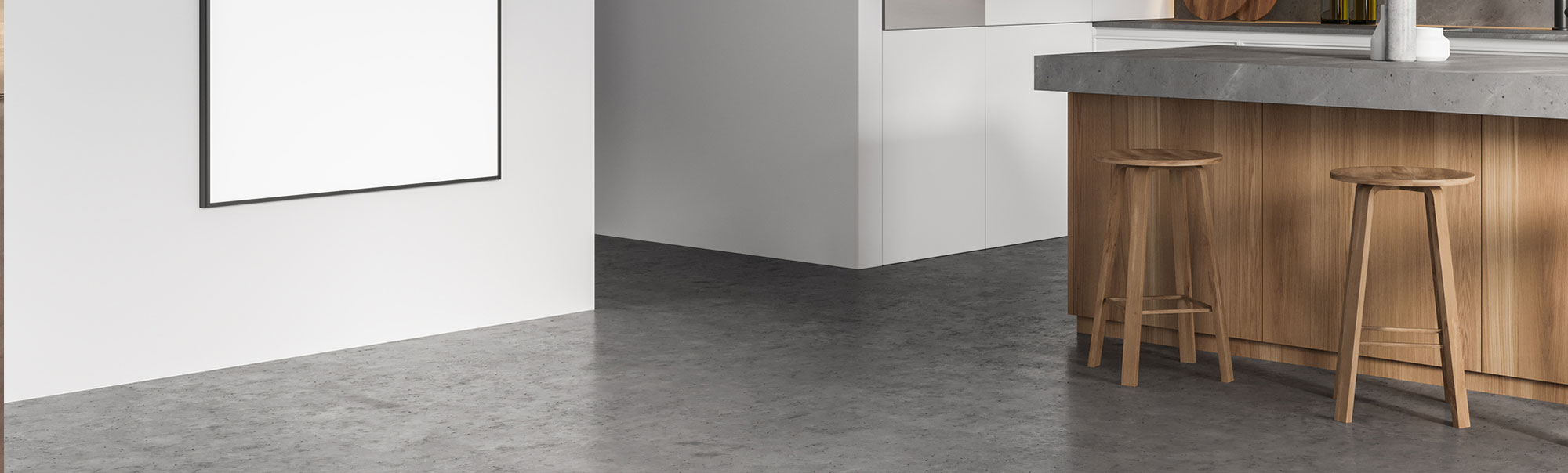 photo of a commercial office kitchen floor, polished by the concrete restoration experts at ESS Canada