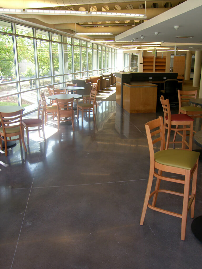 photo of a restaurant area with a beautiful concrete surface completed by ESS of Edmonton