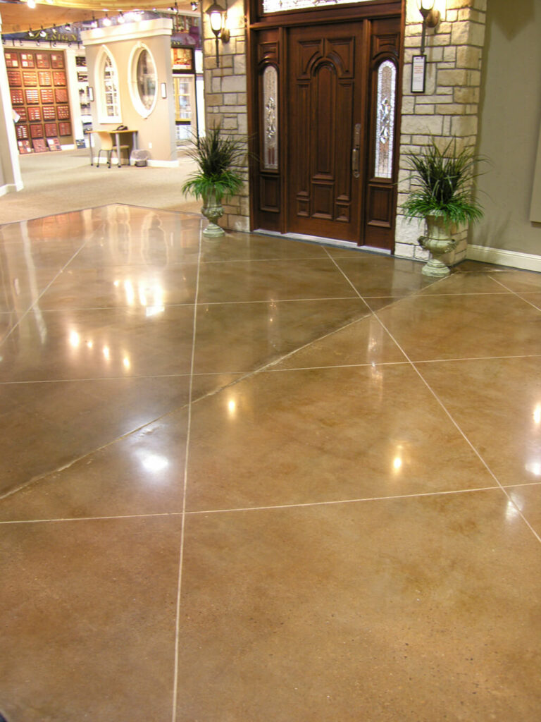 photo of a polished and dyed concrete floor