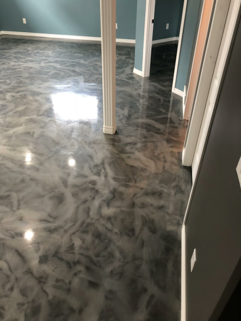 photo of a dyed and polished concrete surface in a residential property