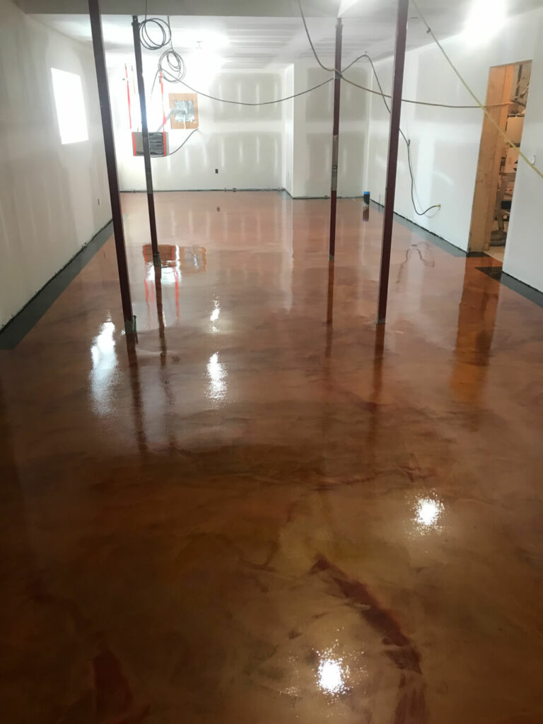 photo of a dyed and polished concrete surface in a residential property